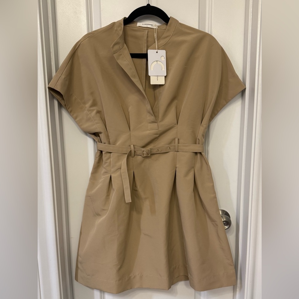 Commense Beige Kimono Sleeve Dress with Belt, New With Tags